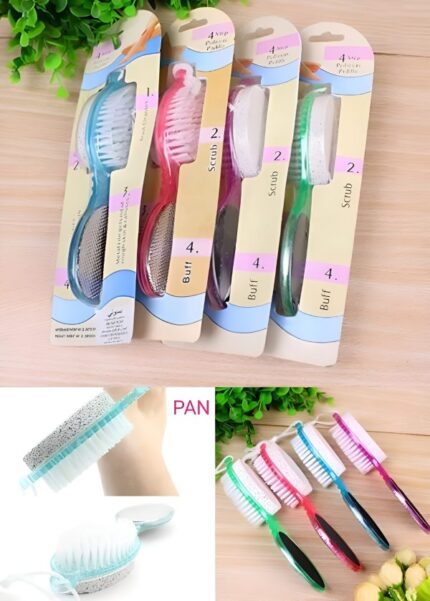 4 In 1 Foot Scrubber | Multi Use Pedicure Paddle Brush – 4 Step Pedicure Cleanse, Scrub, File And Buff