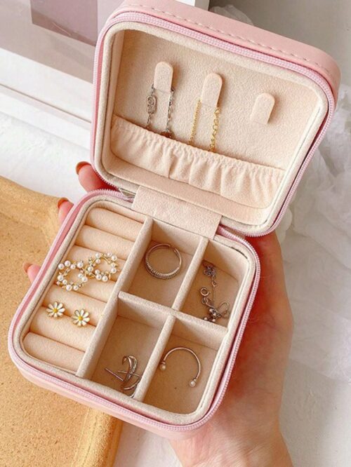 Jewelry Storage Box Leather Jewelry Stand Earrings Ring Box Cosmetics Beauty Container Organizer - Image 4