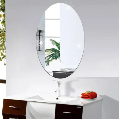 Oval Acrylic Mirror Wall Sticker | Oval Bathroom House Mirror Acrylic Wall Stickers - Image 2