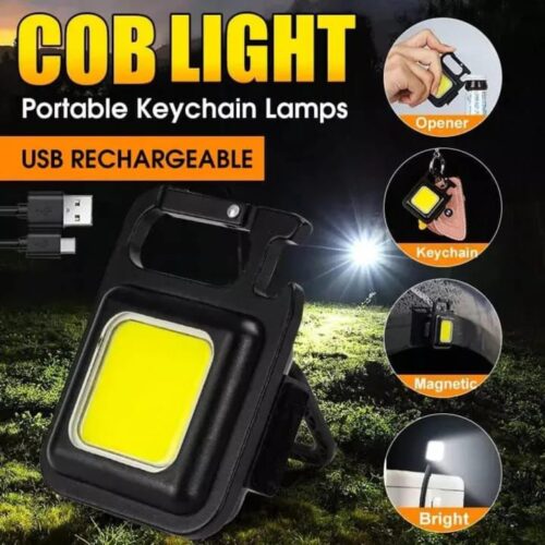 Black Metal Led Cob Light Key Chain & Multifunction