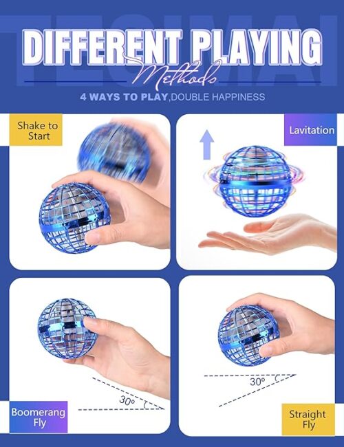 Flying Orb Ball for Kids Adults, Hand Controlled Boomerang Ball, Soaring Flying Spinner Mini Drone, Hover Flying Ball Toy with LED Lights, Drone Ball Endless Tricks Gifts for Boys Girls - Image 4