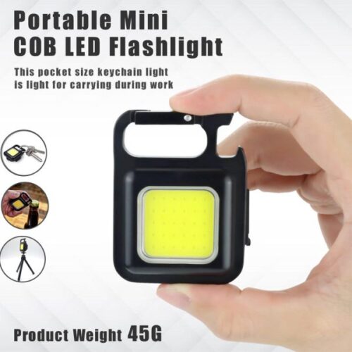 Black Metal Led Cob Light Key Chain & Multifunction - Image 2