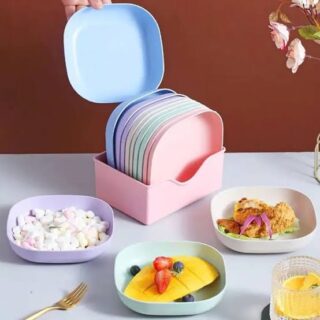 Colorful Stackable Plastic Plate Set