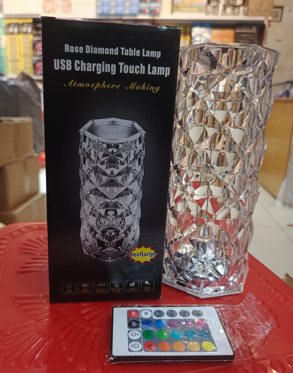 Rechargeable Rose Diamond Table Lamp with Wireless Remote  16RGB Colours - Image 2
