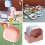 Colorful Stackable Plastic Plate Set - Image 2