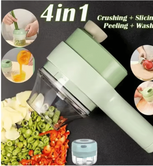 4 In 1 Multifunction Food Chopper Slicer Electric Vegetable Cutter Masher USB Wireless Garlic Crusher Grinder Kitchen Gadgets