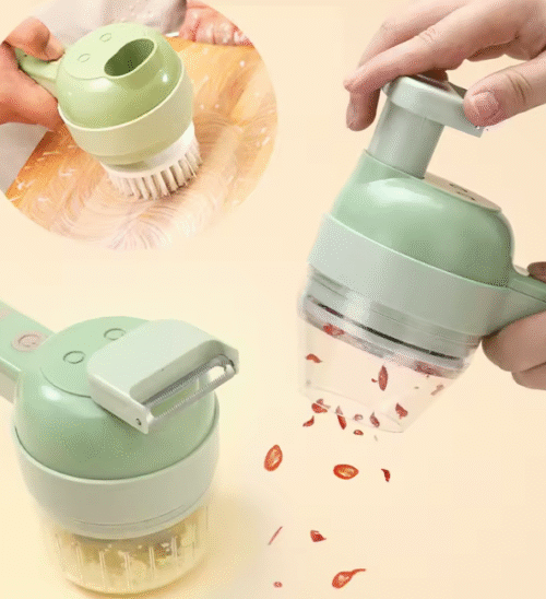 4 In 1 Multifunction Food Chopper Slicer Electric Vegetable Cutter Masher USB Wireless Garlic Crusher Grinder Kitchen Gadgets - Image 4