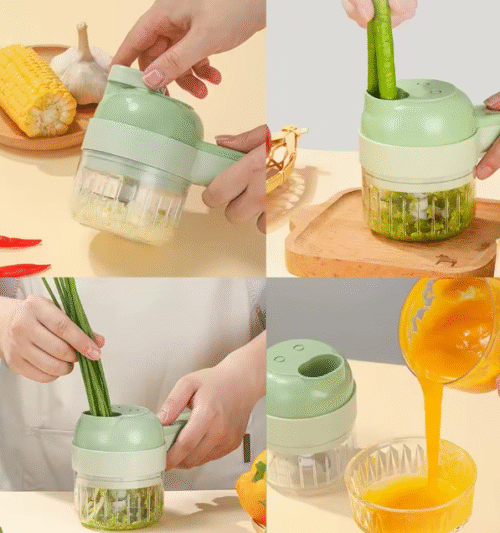4 In 1 Multifunction Food Chopper Slicer Electric Vegetable Cutter Masher USB Wireless Garlic Crusher Grinder Kitchen Gadgets - Image 2